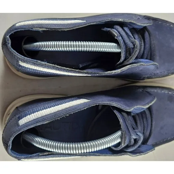 Nautica Pier Men's Leather Suede Navy Blue White Boat Shoes Size 6W