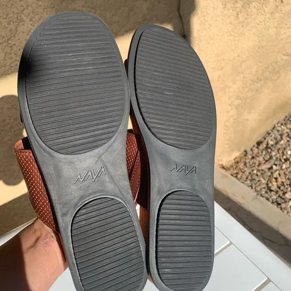 Naya brown perforated leather slip on flat summer shoes size 7M ( European 37.5)