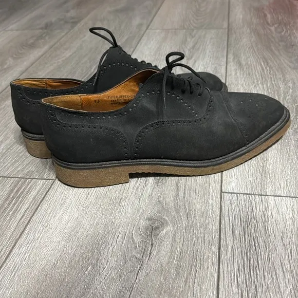 Neiman Marcus Mens Black Leather Derby Shoes