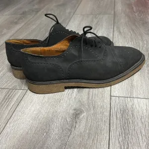 Neiman Marcus Mens Black Leather Derby Shoes