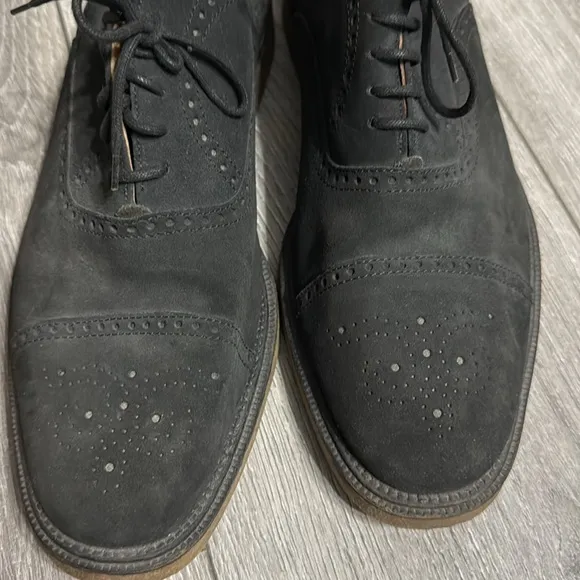 Neiman Marcus Mens Black Leather Derby Shoes