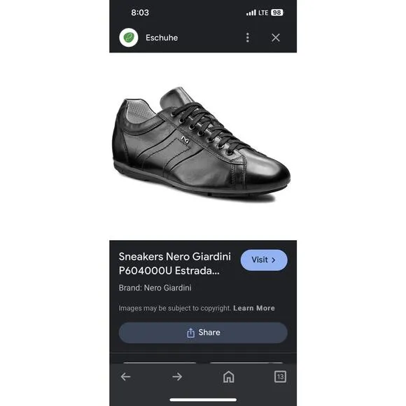 Nero Giardini Sport Sneakers •Men 42/US 10• Casual Athletic Shoes Black Leather
