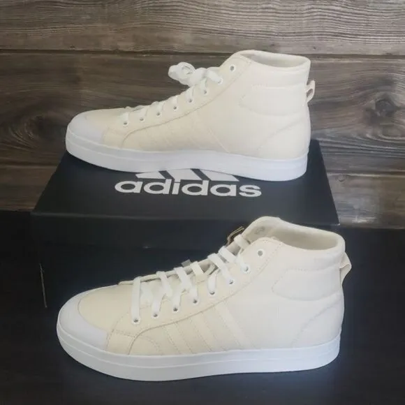 New Adidas Bravado Mid White Canvas Sneakers