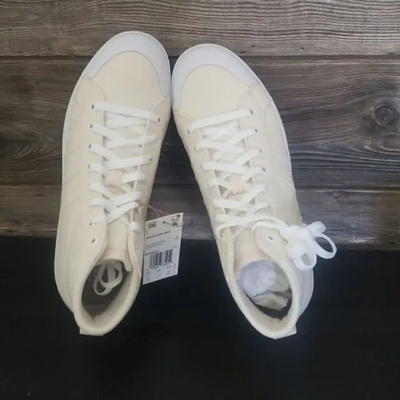 New Adidas Bravado Mid White Canvas Sneakers