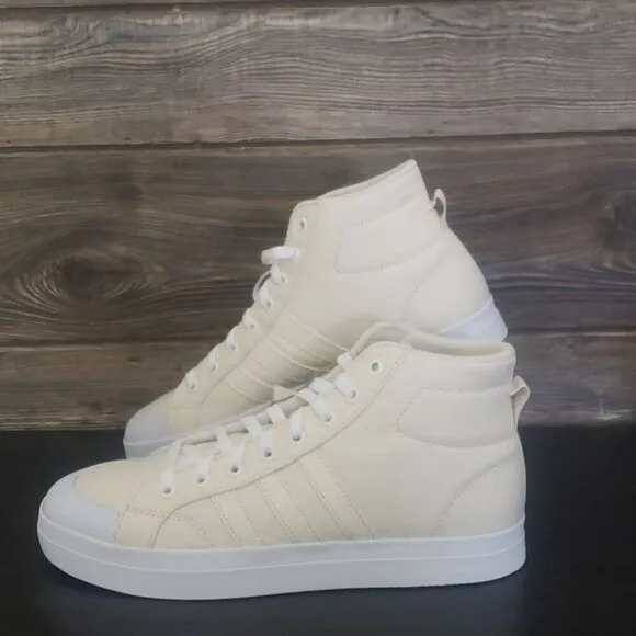 New Adidas Bravado Mid White Canvas Sneakers