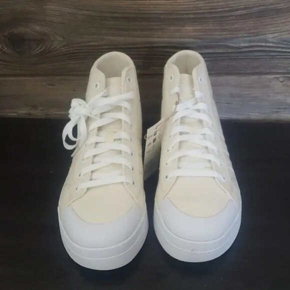 New Adidas Bravado Mid White Canvas Sneakers