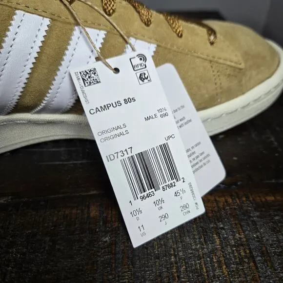 NEW Adidas Originals Campus 80s Mens Size 11 Suede Shoes Brown Off White ID7317