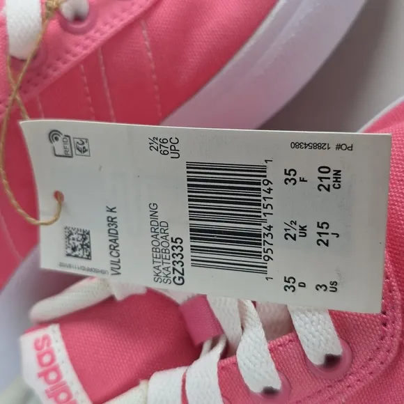 NEW ADIDAS SIZE 3 GIRLS PINK SKATEBOARD SNEAKERS CANVAS SHOES