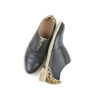 NEW ALL BLACK women's colorful cowman oxford in black leopard
