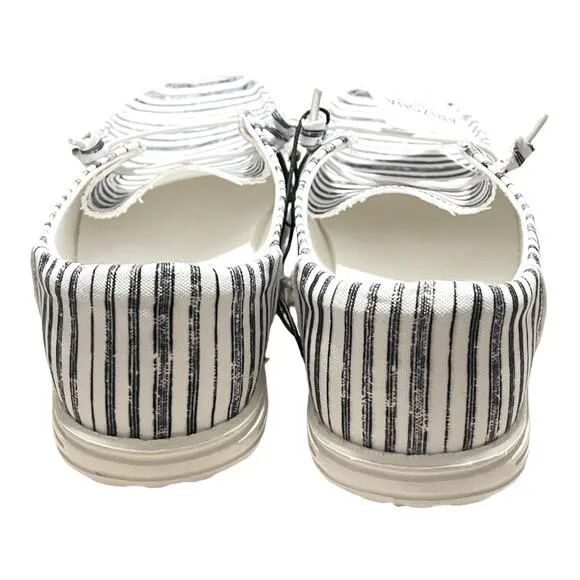 NEW Arizona Jean Co AZ Flipa Loafer SHOES Womens 10M Gray Stripe White Slip Ons