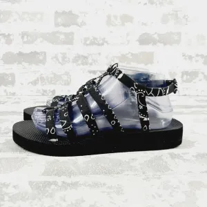 New Arizona Love Trekky Black Canvas Platform Sandals E880