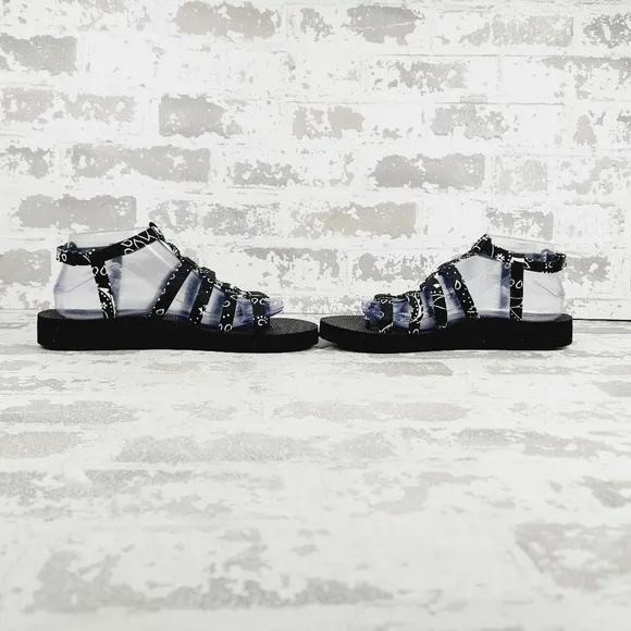 New Arizona Love Trekky Black Canvas Platform Sandals E880