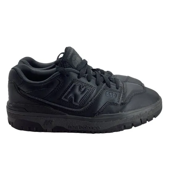 New Balance 550 Black Sneakers Shoes Grade School Boy Size 6 Black on Black