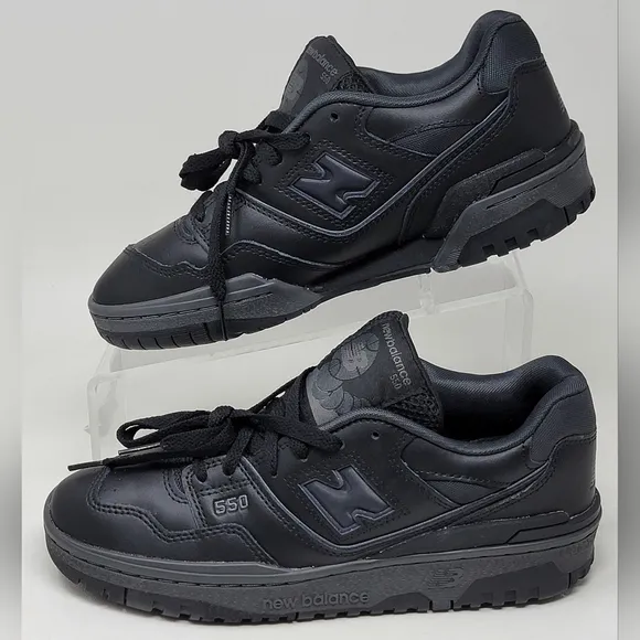 New Balance 550 Men's Size 6.5 US Low Triple Black GS GSB550BB Shoes Sneaker New