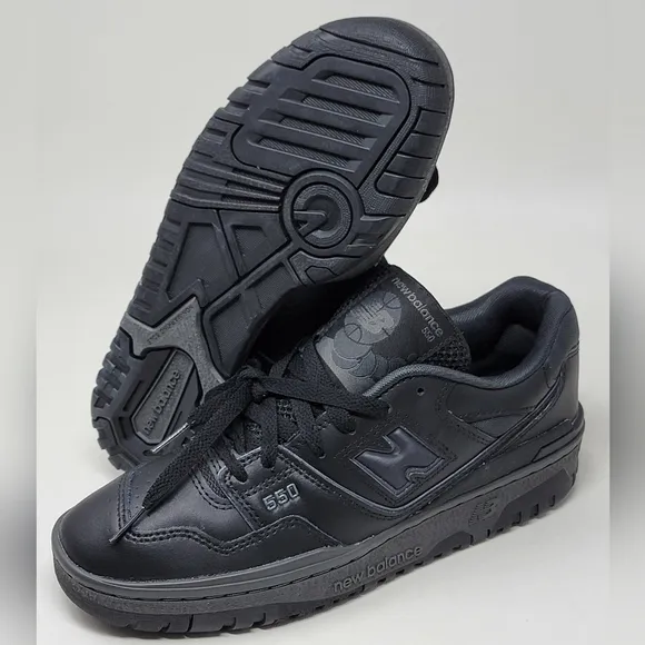 New Balance 550 Men's Size 6.5 US Low Triple Black GS GSB550BB Shoes Sneaker New