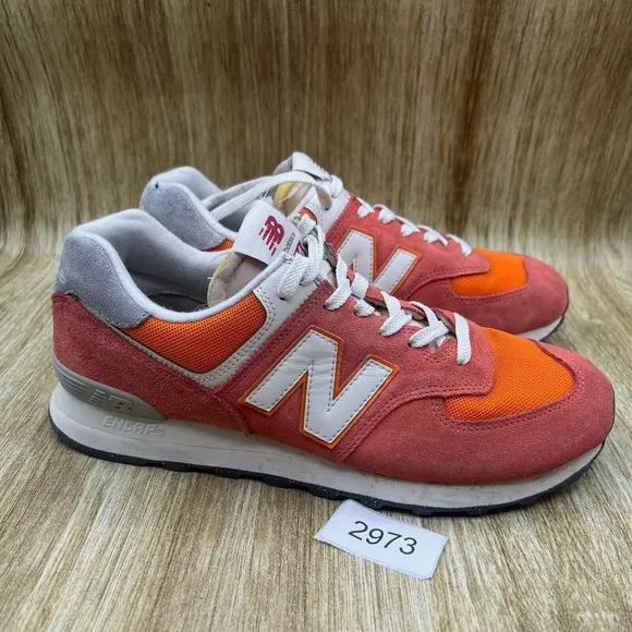 New Balance 574 Classics Men's Size 9.5 D Orange Suede Sneakers Shoes U574RCB