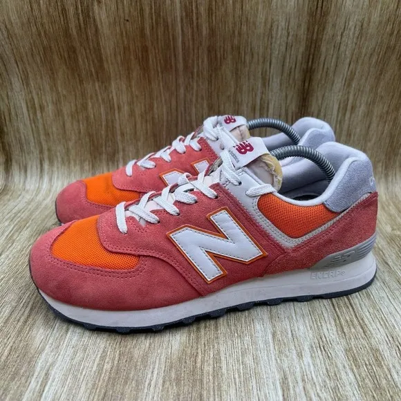 New Balance 574 Classics Men's Size 9.5 D Orange Suede Sneakers Shoes U574RCB