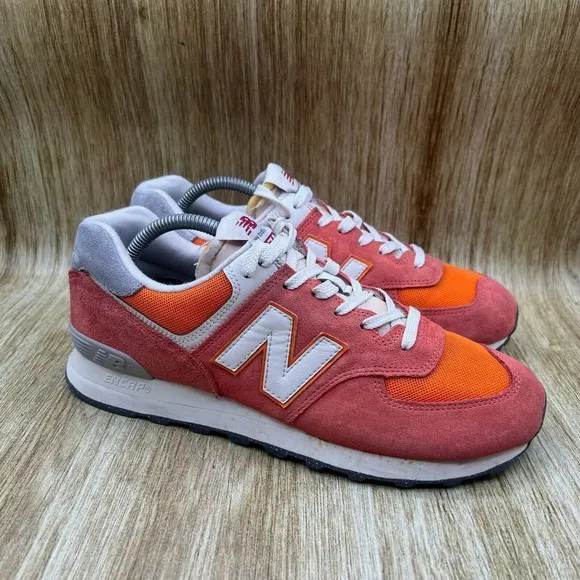 New Balance 574 Classics Men's Size 9.5 D Orange Suede Sneakers Shoes U574RCB