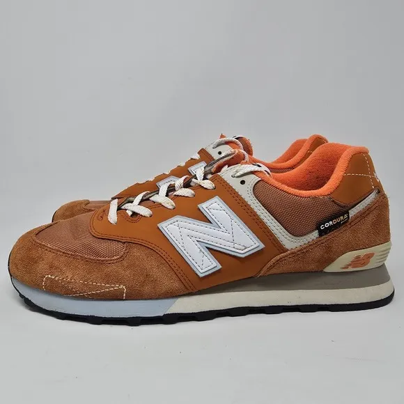New Balance 574HS2 Rust Orange Cordura Suede Men's Size 9.5 Shoes