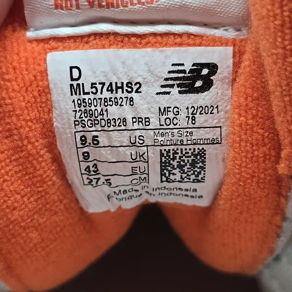 New Balance 574HS2 Rust Orange Cordura Suede Men's Size 9.5 Shoes
