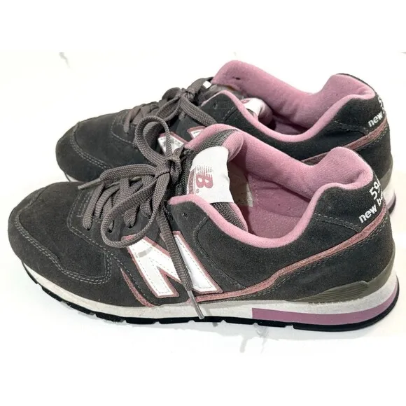 New Balance 594 Gray Pink Sneakers Grey Suede Women's 10 Shoes Comfort Casual