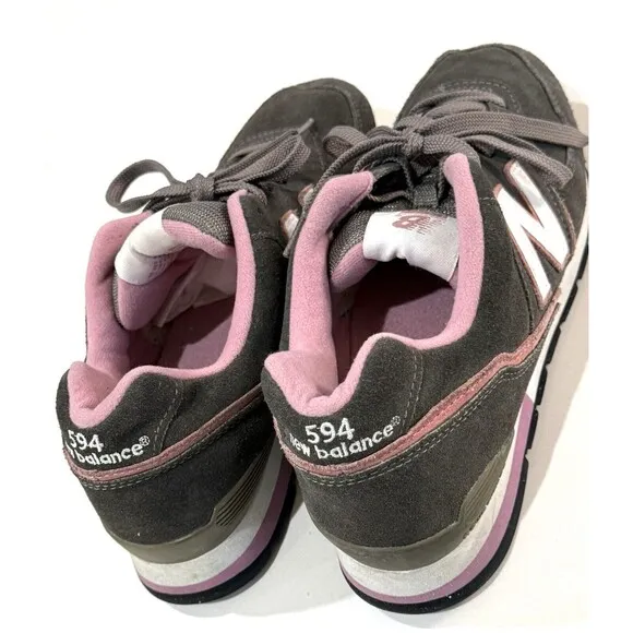 New Balance 594 Gray Pink Sneakers Grey Suede Women's 10 Shoes Comfort Casual