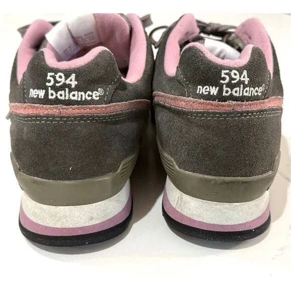 New Balance 594 Gray Pink Sneakers Grey Suede Women's 10 Shoes Comfort Casual