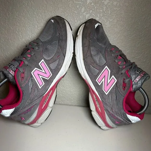 New Balance 990 V3 Womens Size 9.5 Walking Shoes Gray W990KM3 Suede Lace Up Mesh