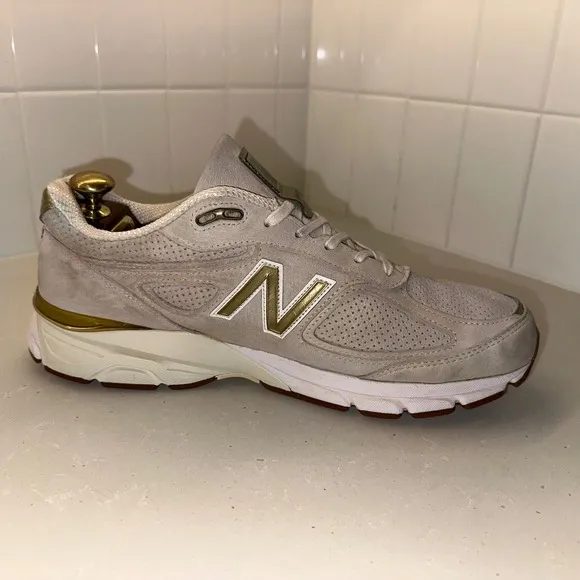 New Balance 990v4 Angora Made in USA Shoes Sz 12 Men's Off White Gold M990AG4