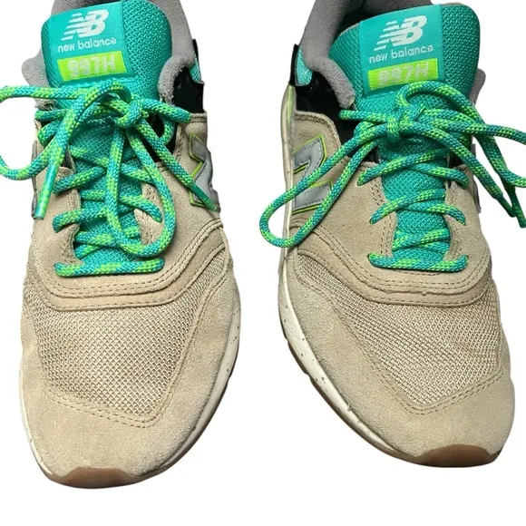 New Balance 997H Cordura Mens 7.5 Shoes Sneakers Tan Suede Mesh Aqua Blue