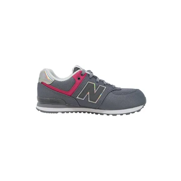 New Balance Big Kids 574 Grey/Hot Pink Shoes