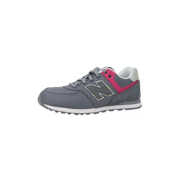New Balance Big Kids 574 Grey/Hot Pink Shoes