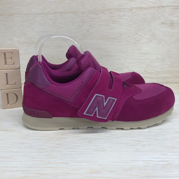 New Balance Fuchsia Suede Hook &amp; Loop Sneakers