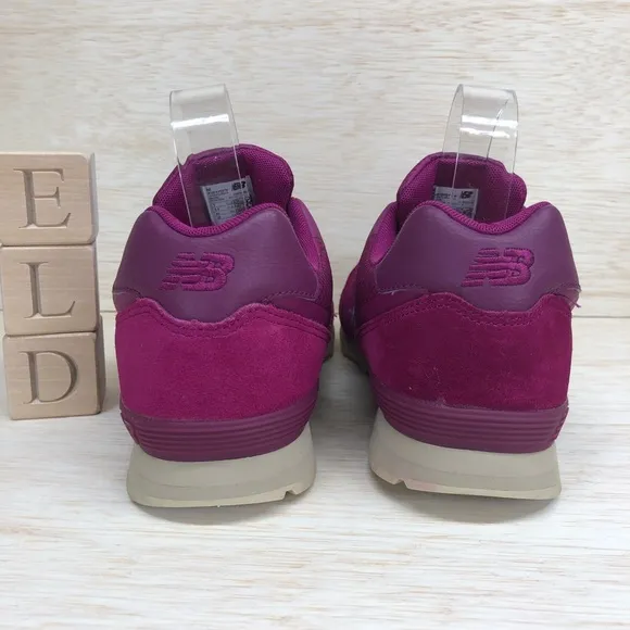 New Balance Fuchsia Suede Hook &amp; Loop Sneakers