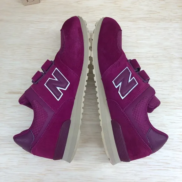 New Balance Fuchsia Suede Hook &amp; Loop Sneakers