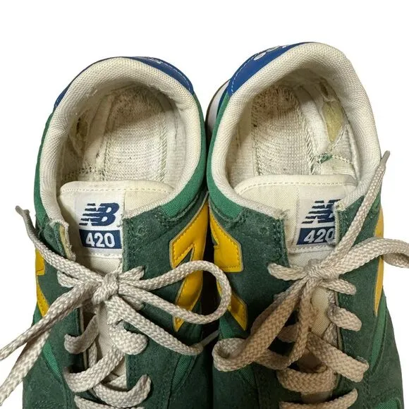 New Balance Men's Retro Classic Green Yellow Sneakers Athletic Shoes Size 10