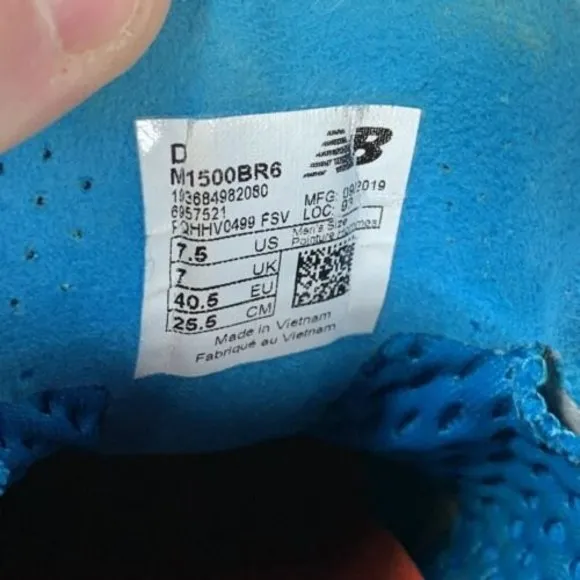 New Balance Mens Size 7.5 D 1500 V6 M1500BR6 Blue Running Shoes Sneakers
