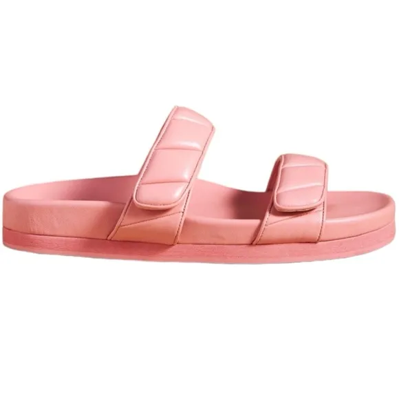 New Bibi Lou x Anthropologie Cortona Puff-Strap 8 Ivory Adjustable Slide Sandals