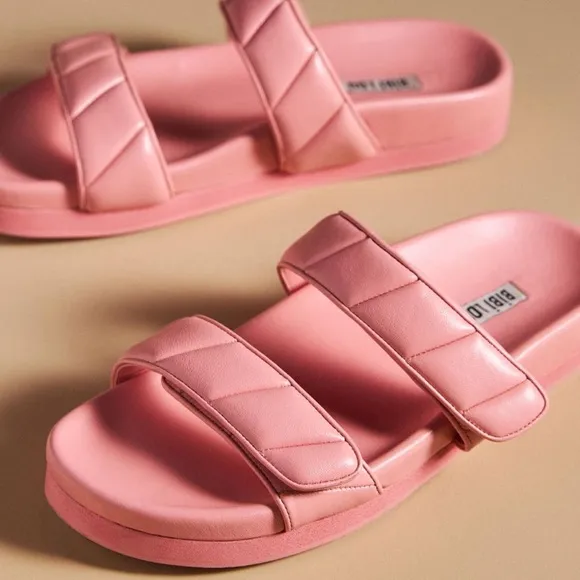 New Bibi Lou x Anthropologie Cortona Puff-Strap 8 Ivory Adjustable Slide Sandals