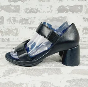 NEW Camper Upright Women's Black Leather Block Heel Summer Sandals E942