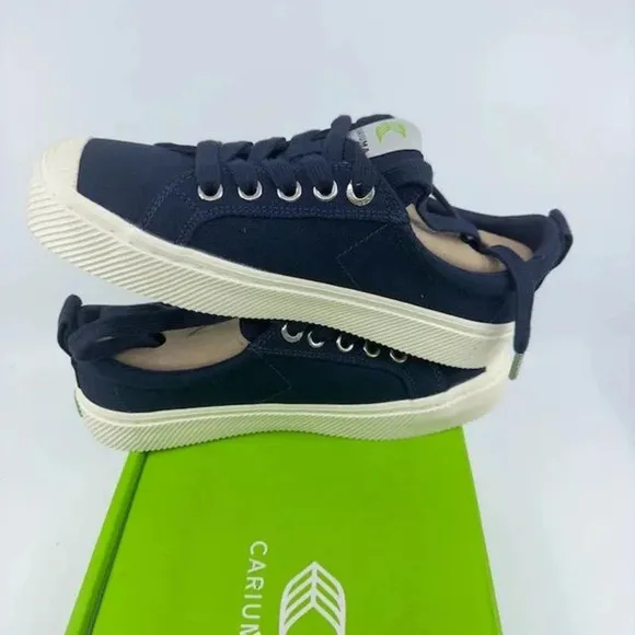 NEW Cariuma Oca Low Top Lace Up Canvas Sneakers Shoes Navy Blue Unisex W5.5 M4