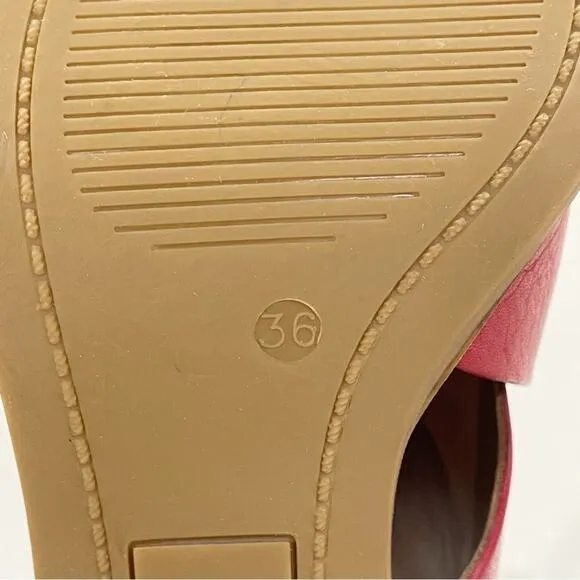 NEW Carmela Tina Leather Criss Cross Block Heel Sandals Red 36