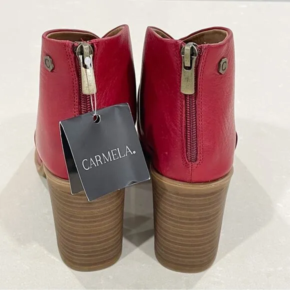 NEW Carmela Tina Leather Criss Cross Block Heel Sandals Red 36