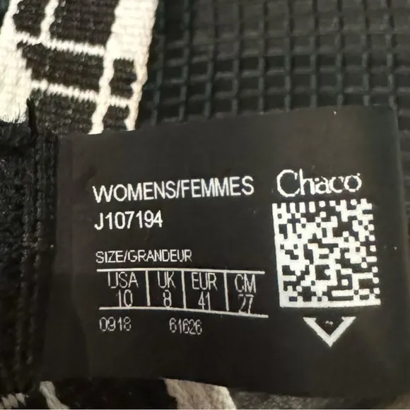 New CHACO Z/1 Classic Women's Black White Sandals. 10