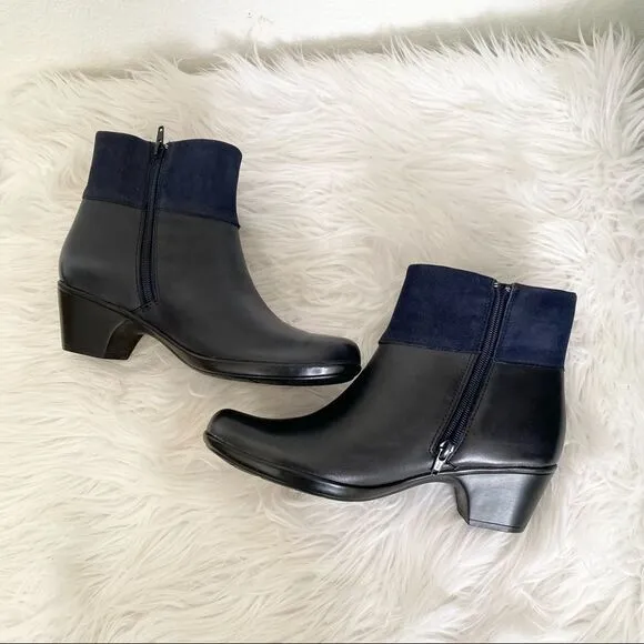 NEW Clarks Bendables Ingalls Dover navy black leather suede ankle boots  62425 9