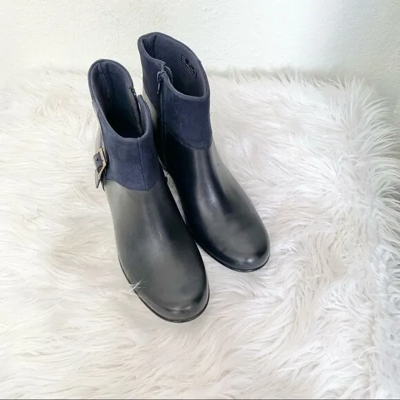 NEW Clarks Bendables Ingalls Dover navy black leather suede ankle boots  62425 9