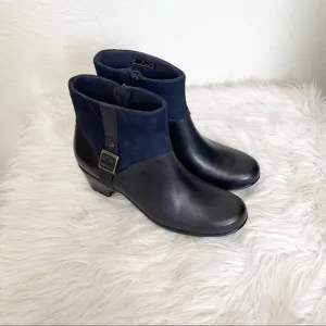 NEW Clarks Bendables Ingalls Dover navy black leather suede ankle boots  62425 9