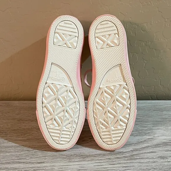 New Converse All Star Lace Up Sneakers 6 Pink Leather Rose Gold Never Worn