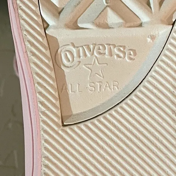 New Converse All Star Lace Up Sneakers 6 Pink Leather Rose Gold Never Worn