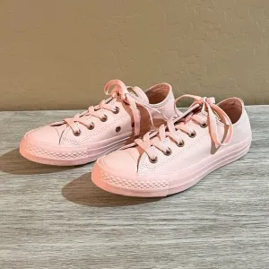 New Converse All Star Lace Up Sneakers 6 Pink Leather Rose Gold Never Worn